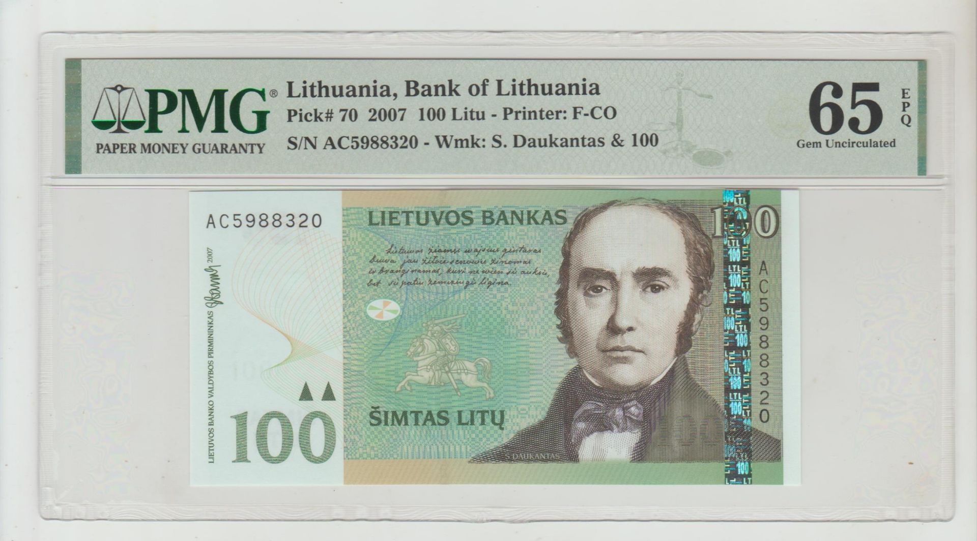 Lithuania, 100 Litu, 2007 year