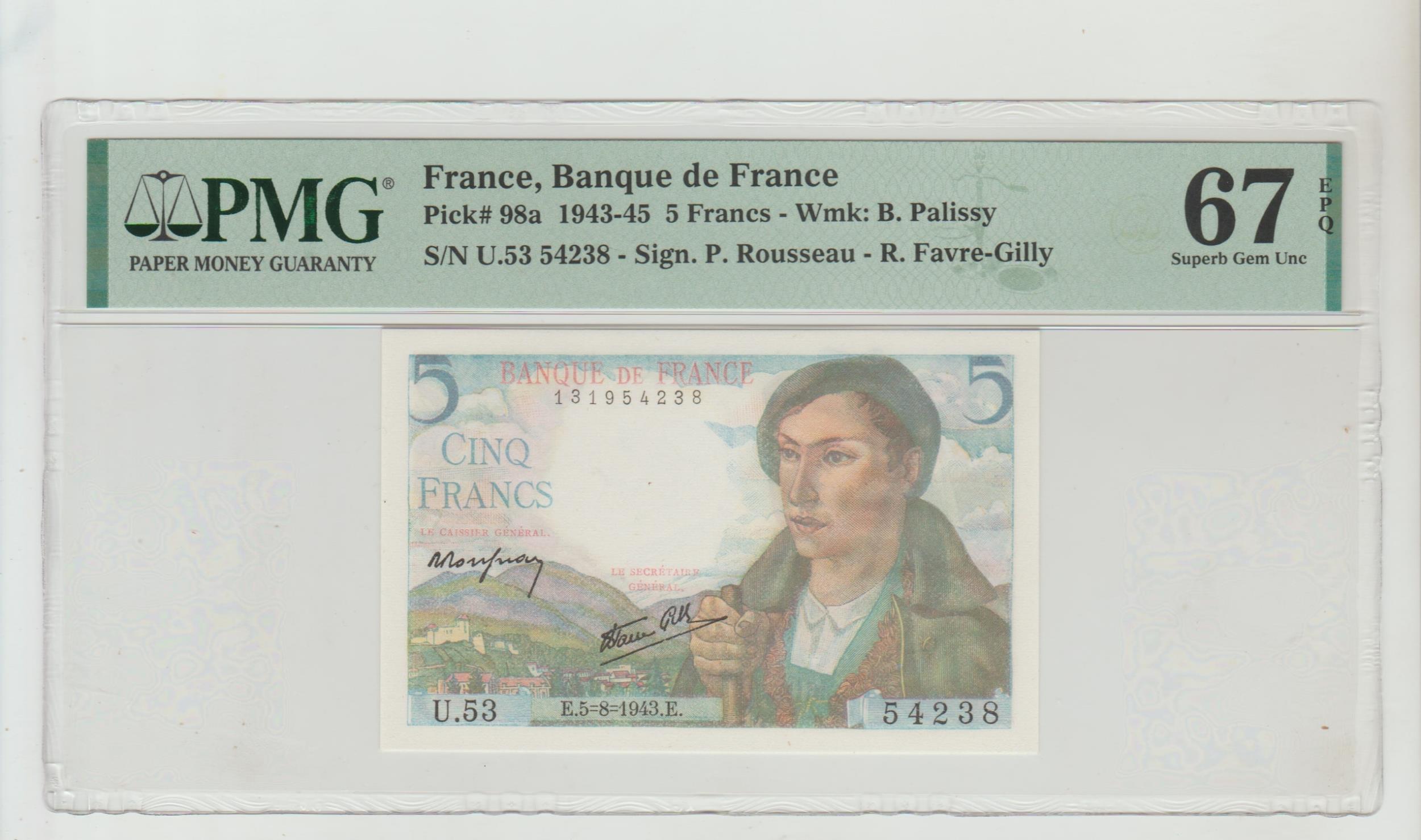 France, 5 Francs, 1945 year