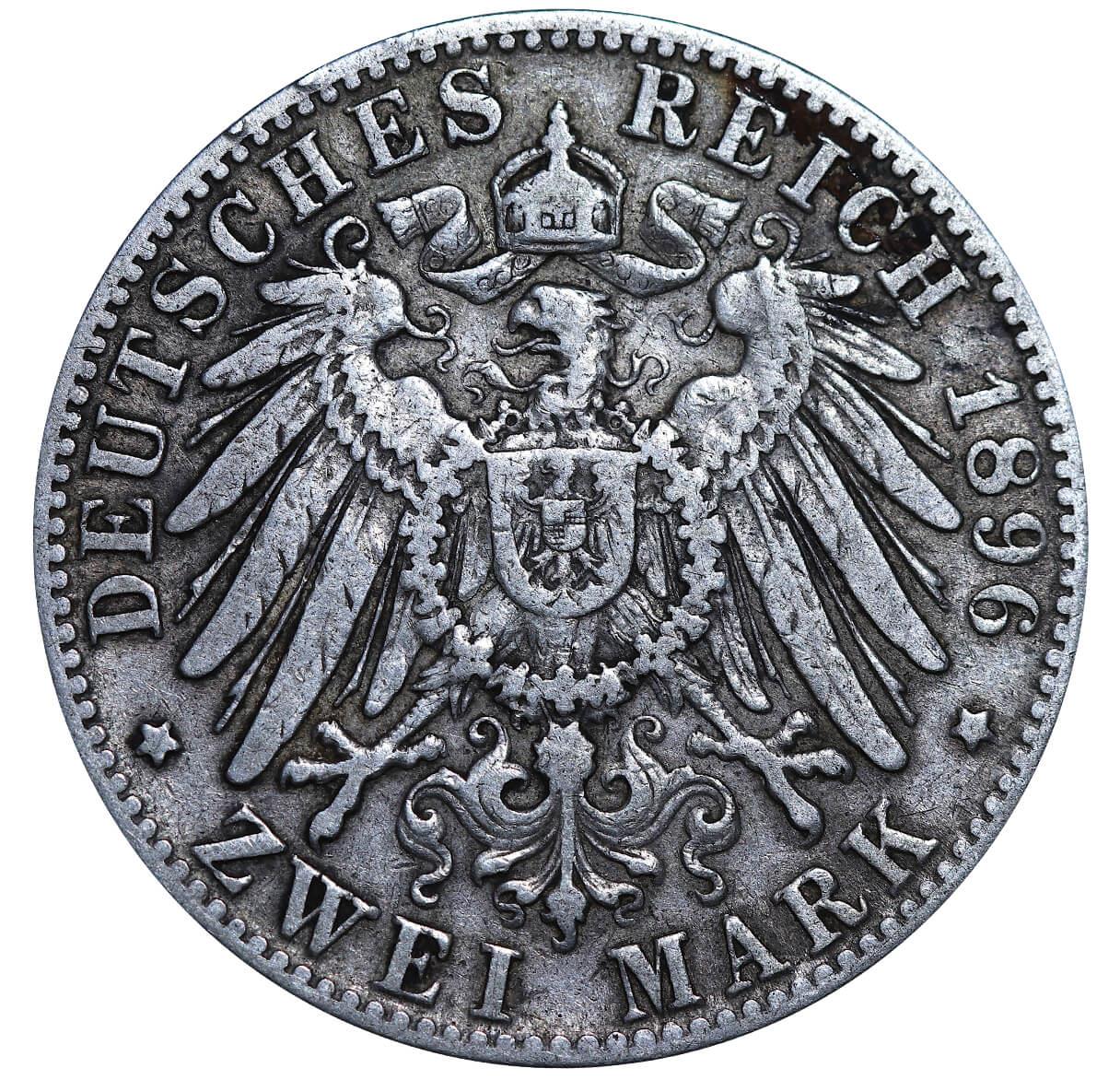 Grand Duchy of Baden, 2 Marks, 1896 year, G - Image 3 of 3