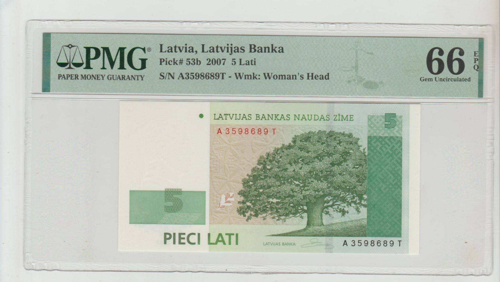 Latvia, 5 Lati, 2007 year