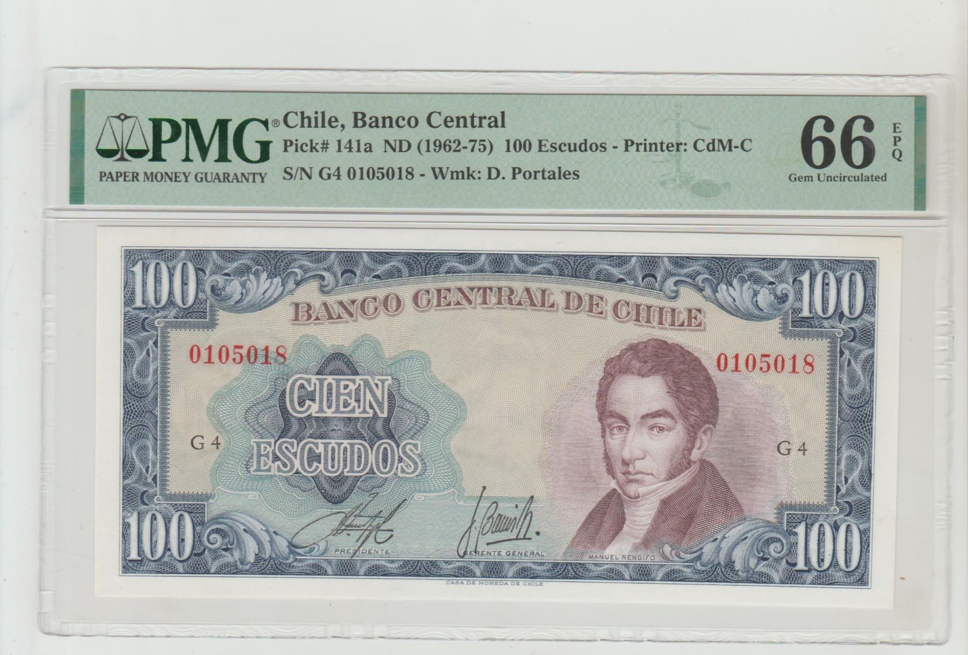 Chile, 100 Escudos, 1975 year