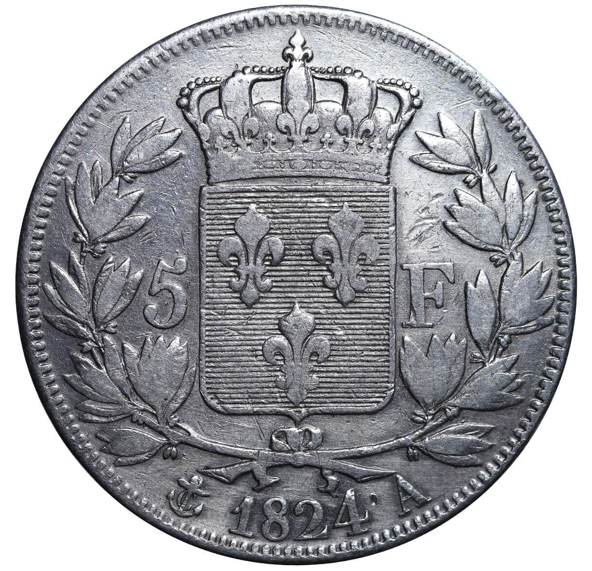 France, 5 Francs, 1824 year, A - Image 3 of 3