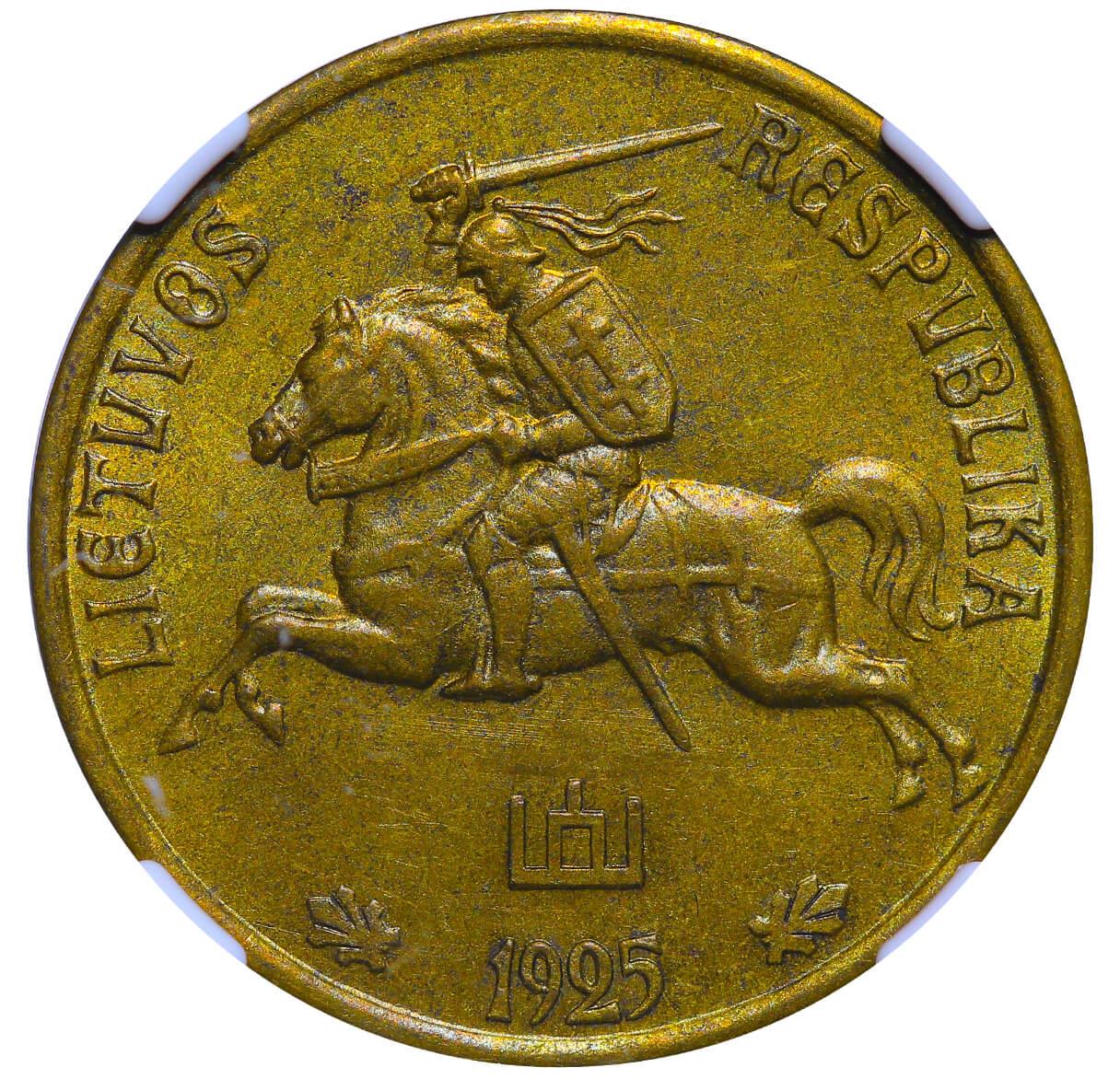 Lithuania, 10 Centu, 1925 year, NGC, MS 64 - Image 2 of 3