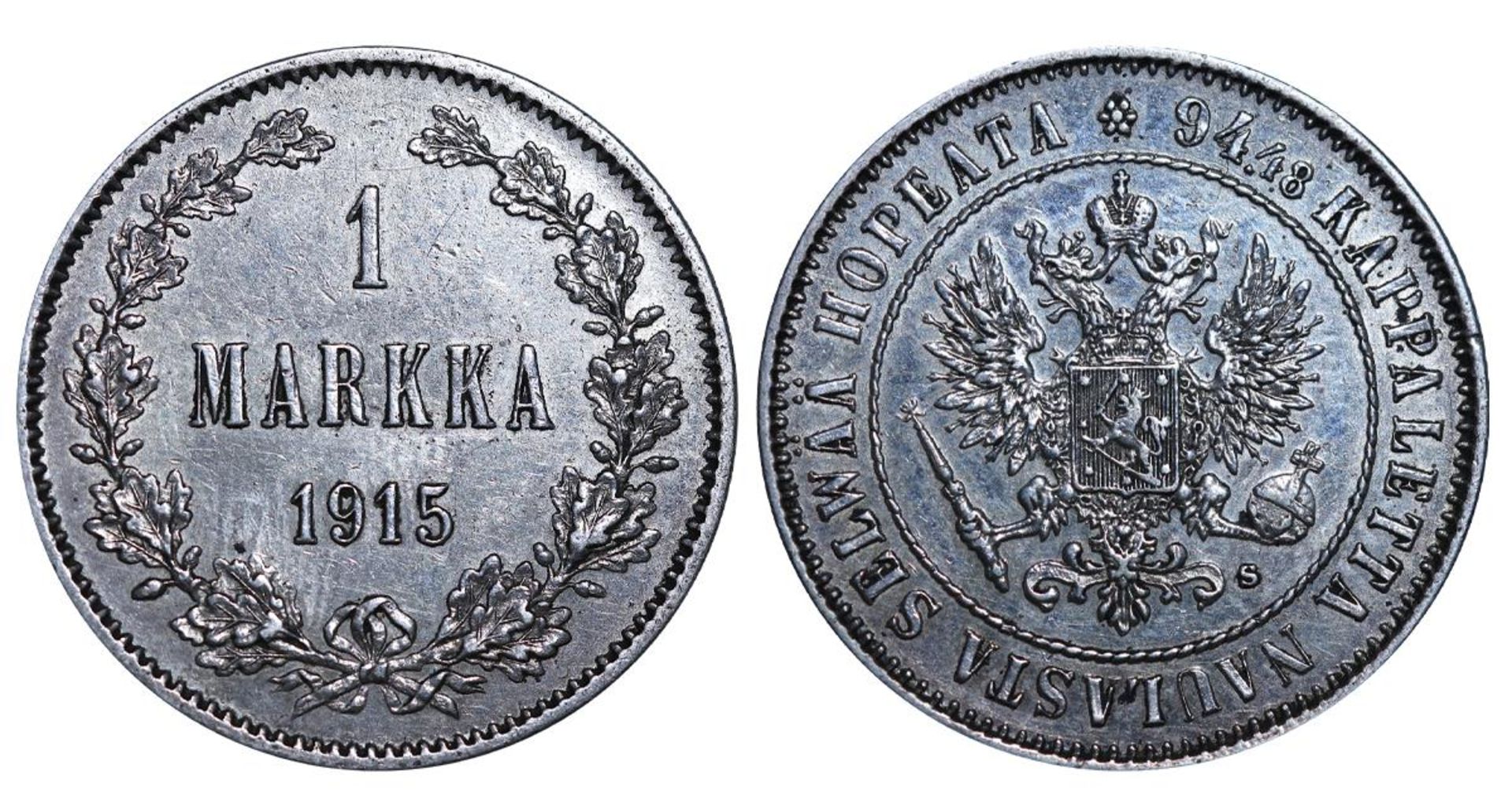 Russian Empire, 1 Markka, 1915 year, S