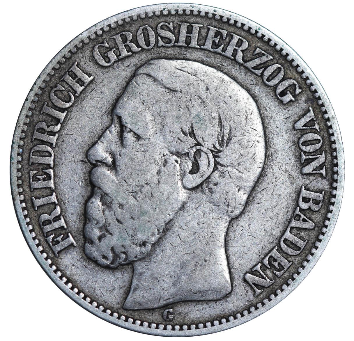 Grand Duchy of Baden, 2 Marks, 1877 year, G - Image 2 of 3