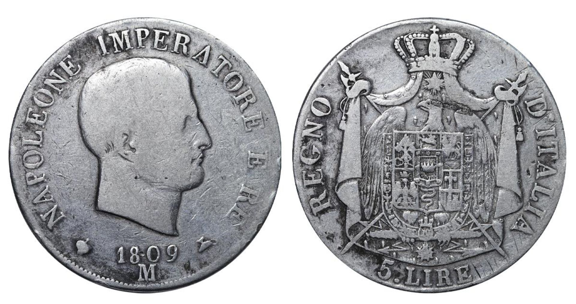 Napoleonic Kingdom of Italy, 5 Lire, 1809 year, M