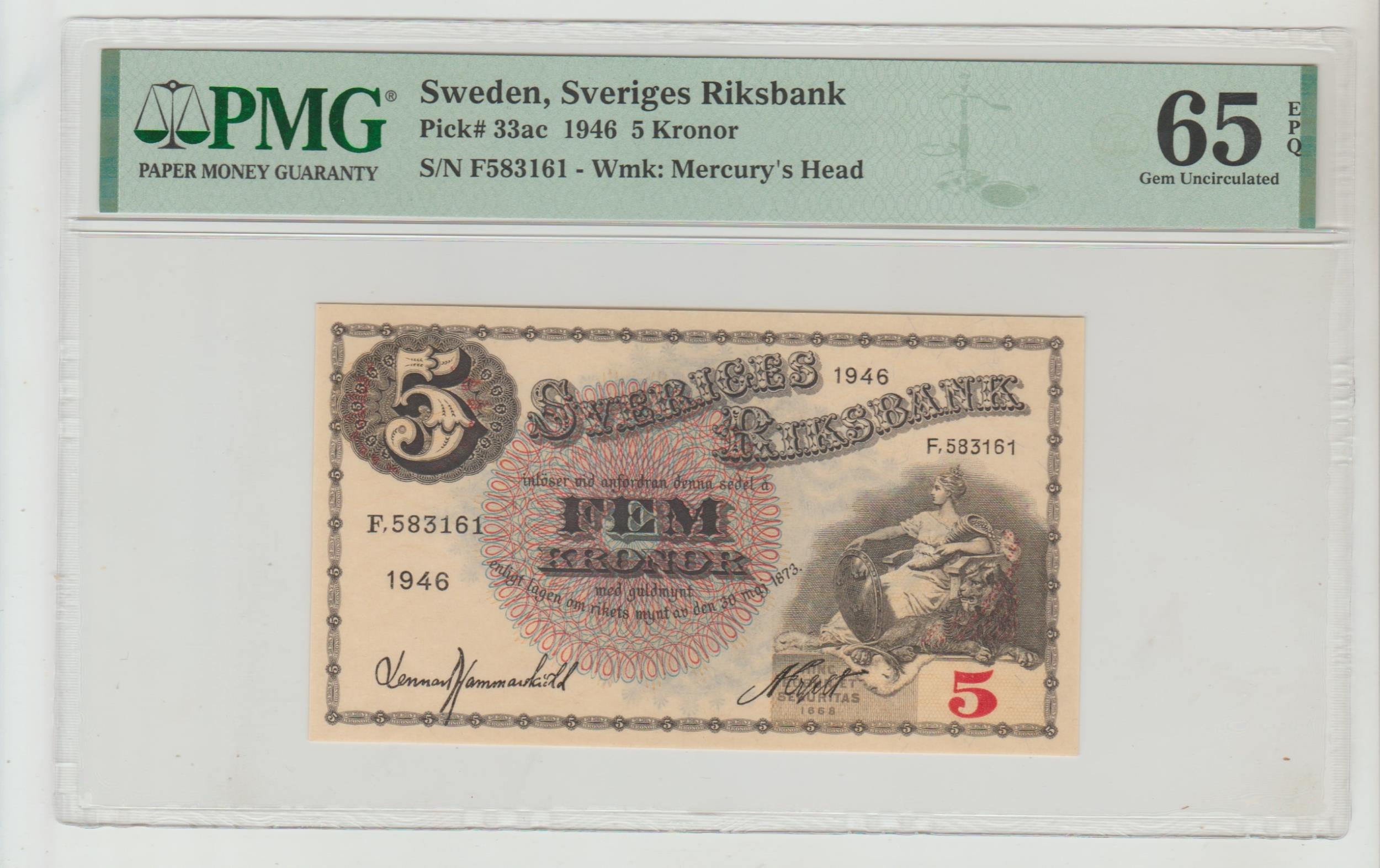 Sweden, 5 Kronor, 1946 year