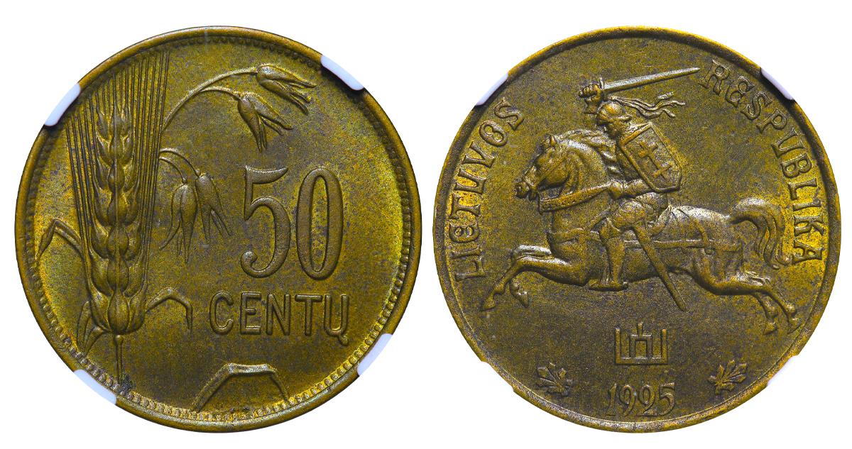 Lithuania, 50 Centu, 1925 year, NGC, MS 63