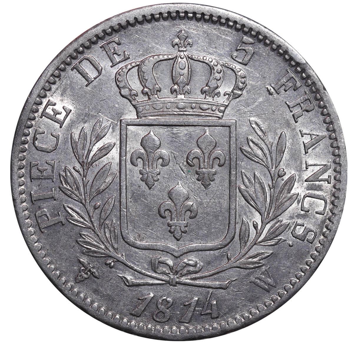 France, 5 Francs, 1814 year, W - Image 3 of 3