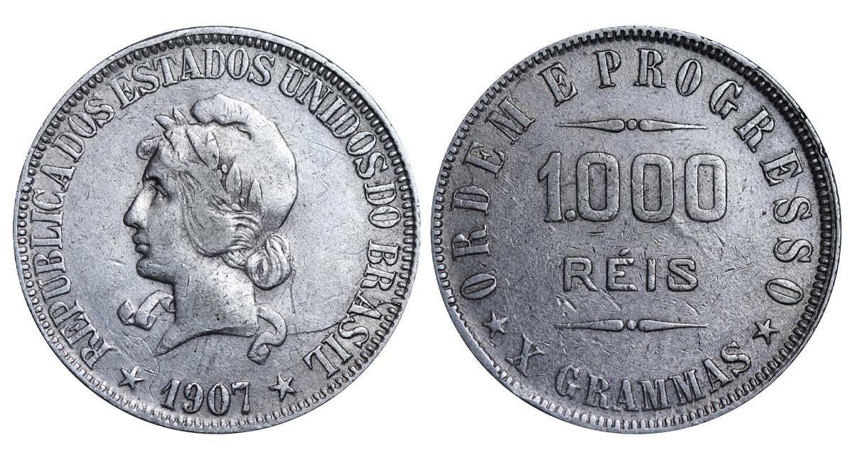 Brazil, 1000 Reis, 1907 year
