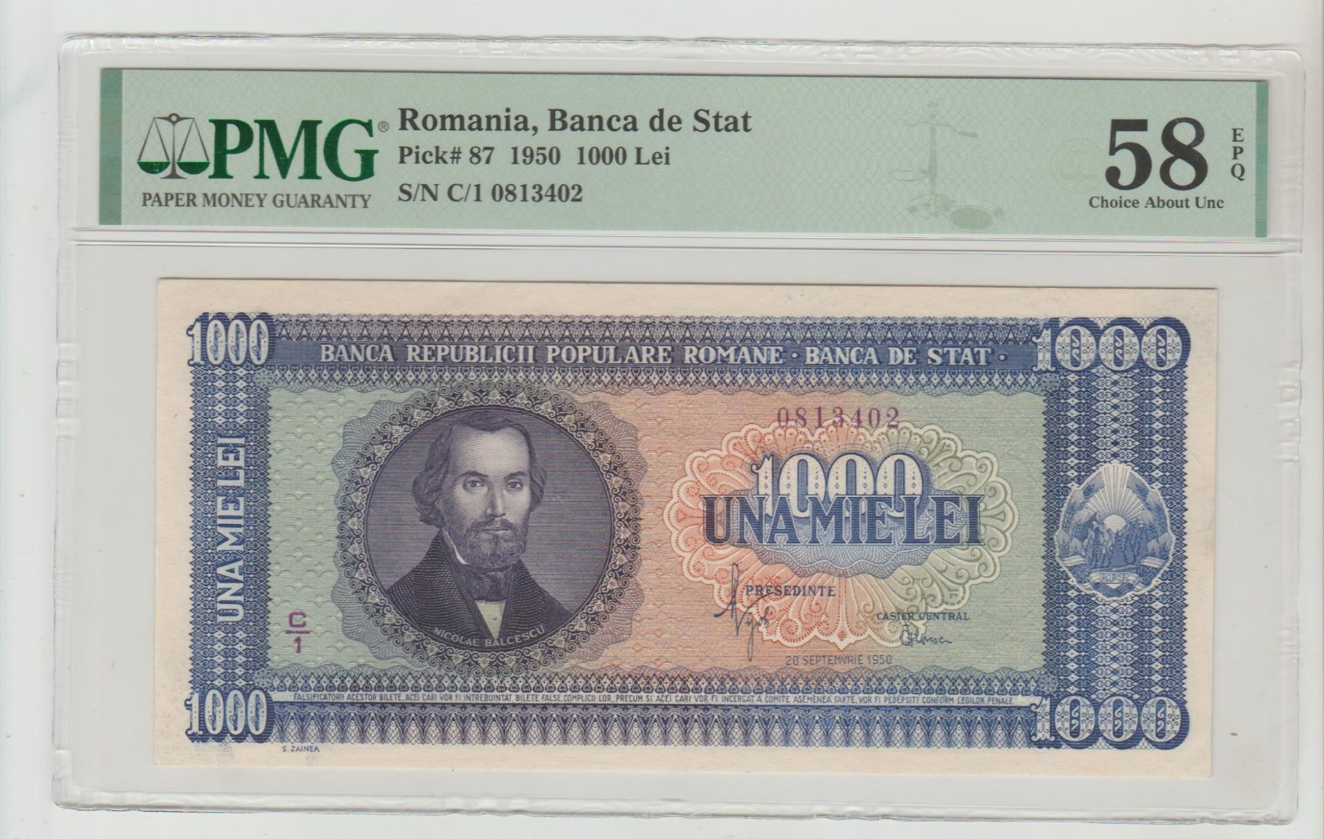 Romania, 1000 Lei, 1950 year