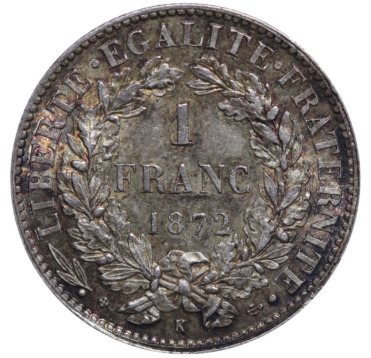 France, 1 Franc, 1872 year, K - Bild 3 aus 3