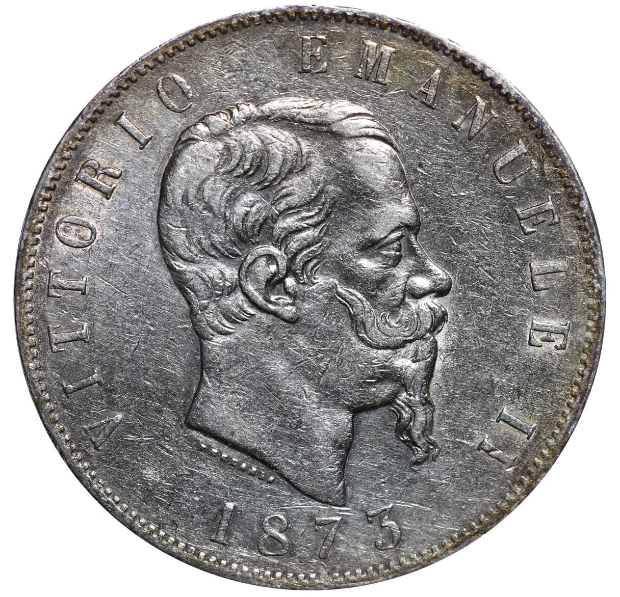 Italy, 5 Lire, 1873 year, M-B - Bild 2 aus 3