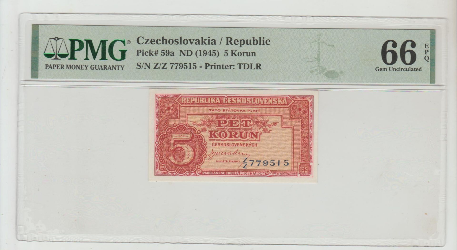 Czechoslovakia, 5 Korun, 1945 year