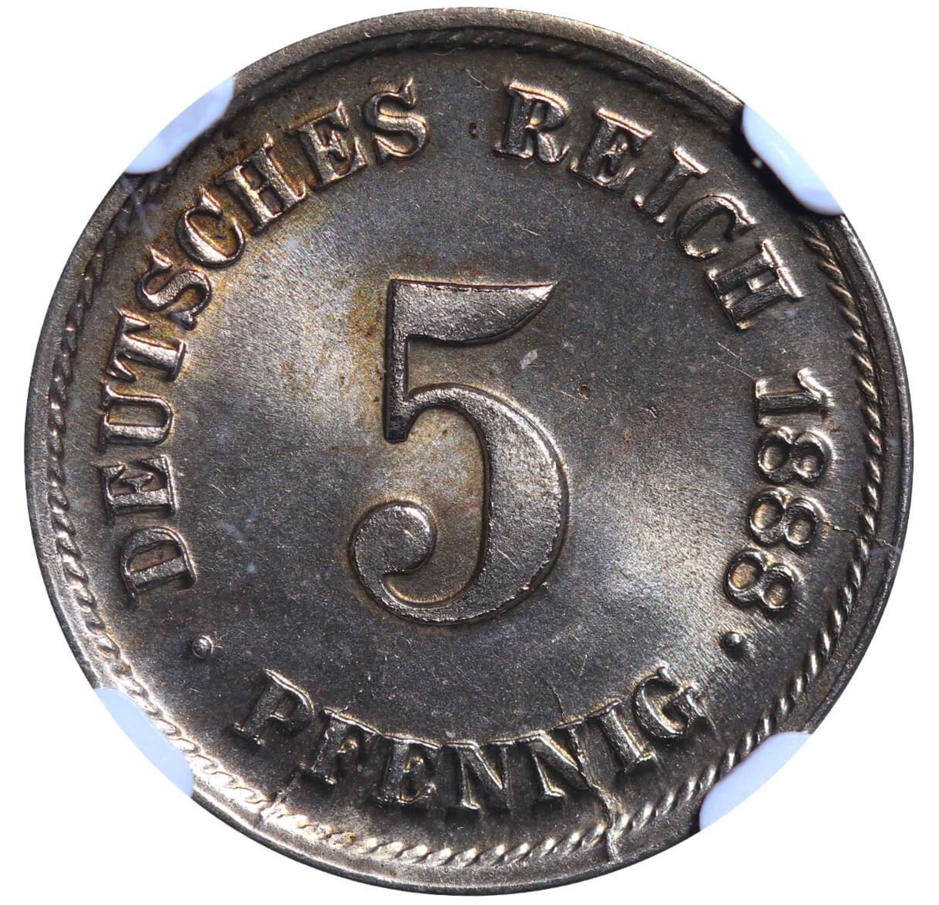 Germany, 5 Pfennigs, 1888 year, F, NGC, MS 65, Top-PoP - Bild 3 aus 3