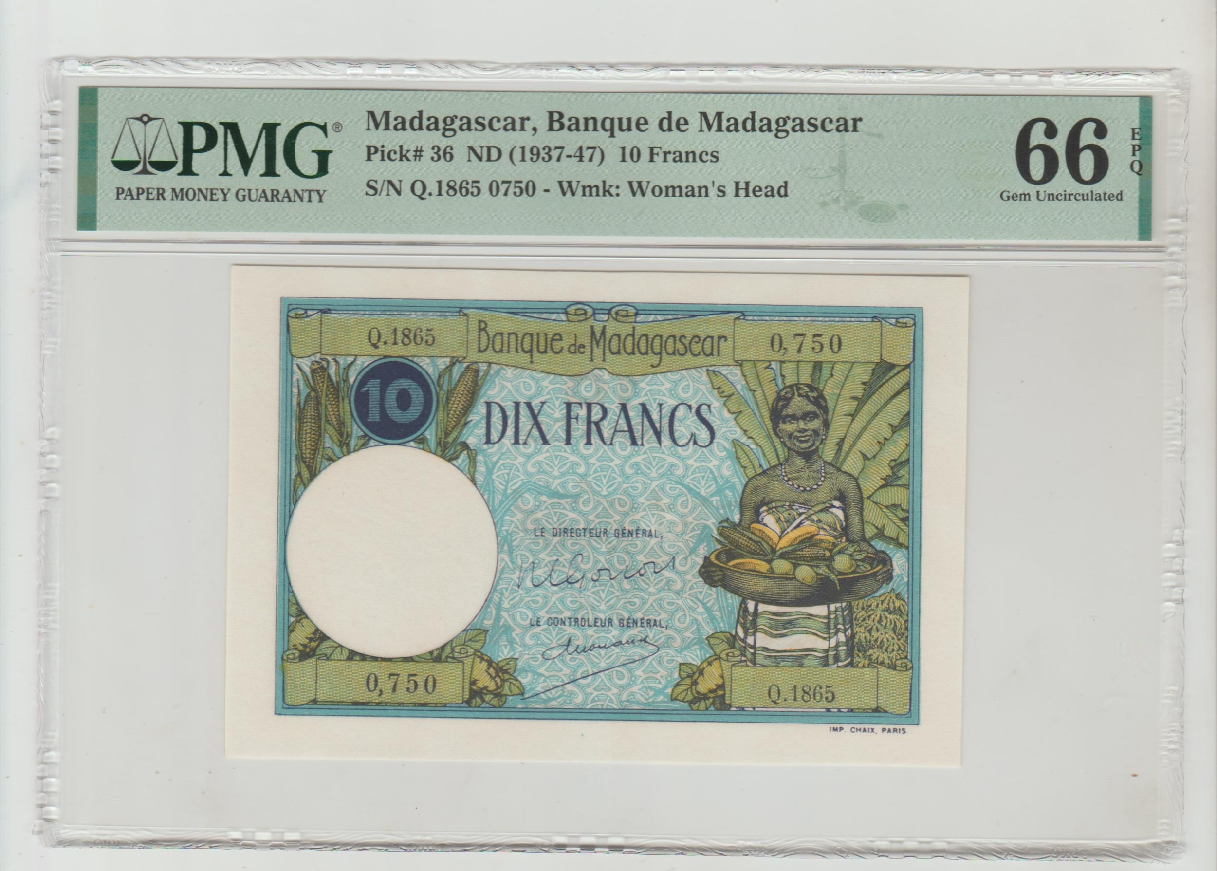 Madagaskar, 10 Francs, 1937 year