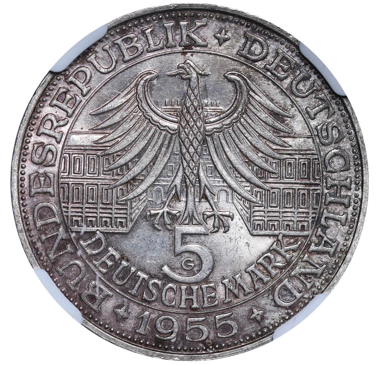 Federal Republic of Germany, 5 Deutsche Mark, G, 300th Anniversary - Birth of Ludwig Wilhelm Markgra - Image 3 of 3