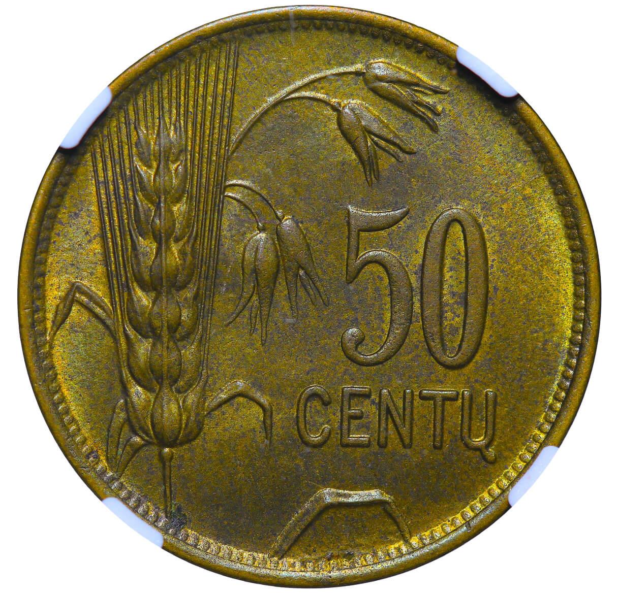 Lithuania, 50 Centu, 1925 year, NGC, MS 63 - Image 3 of 3