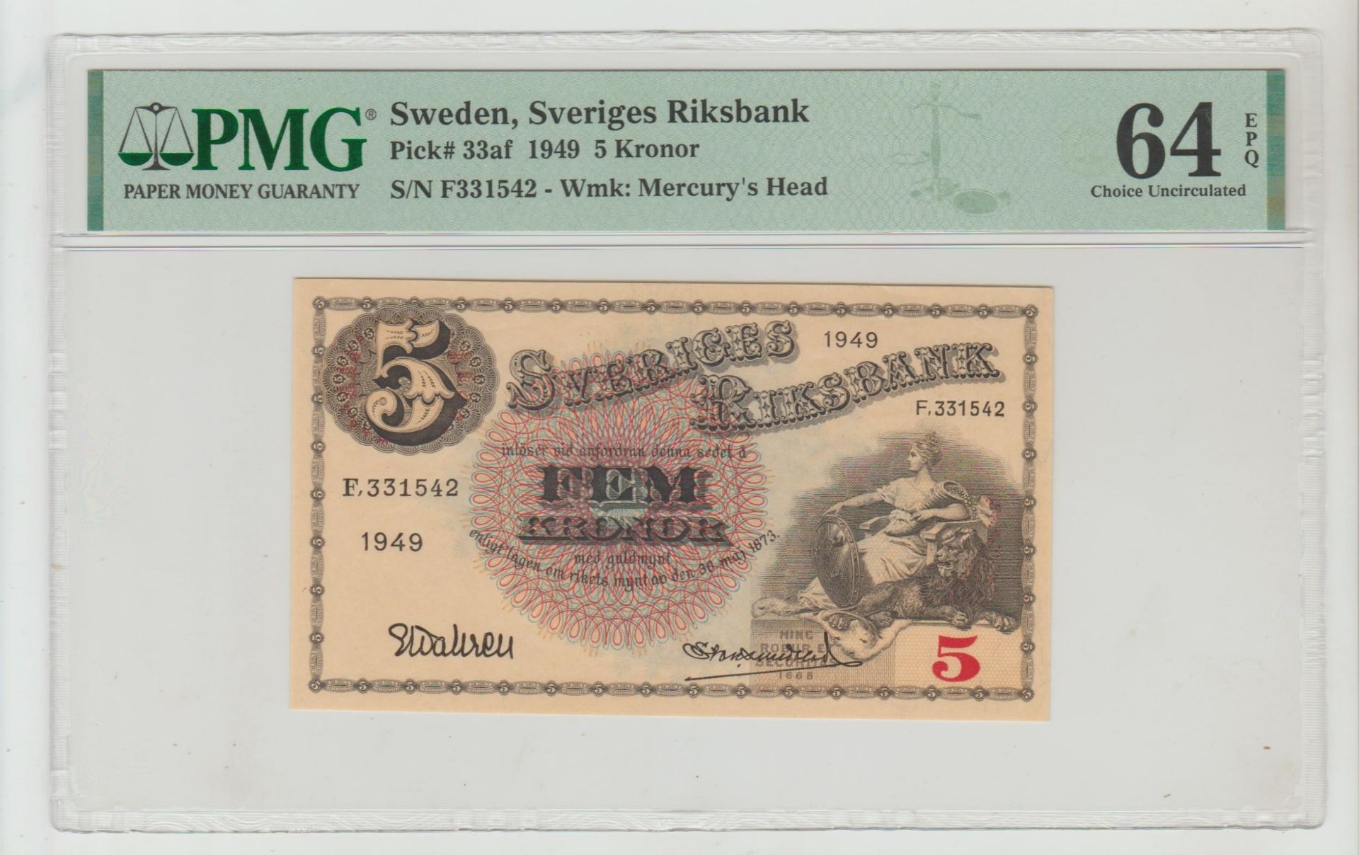 Sweden, 5 Kronor, 1949 year
