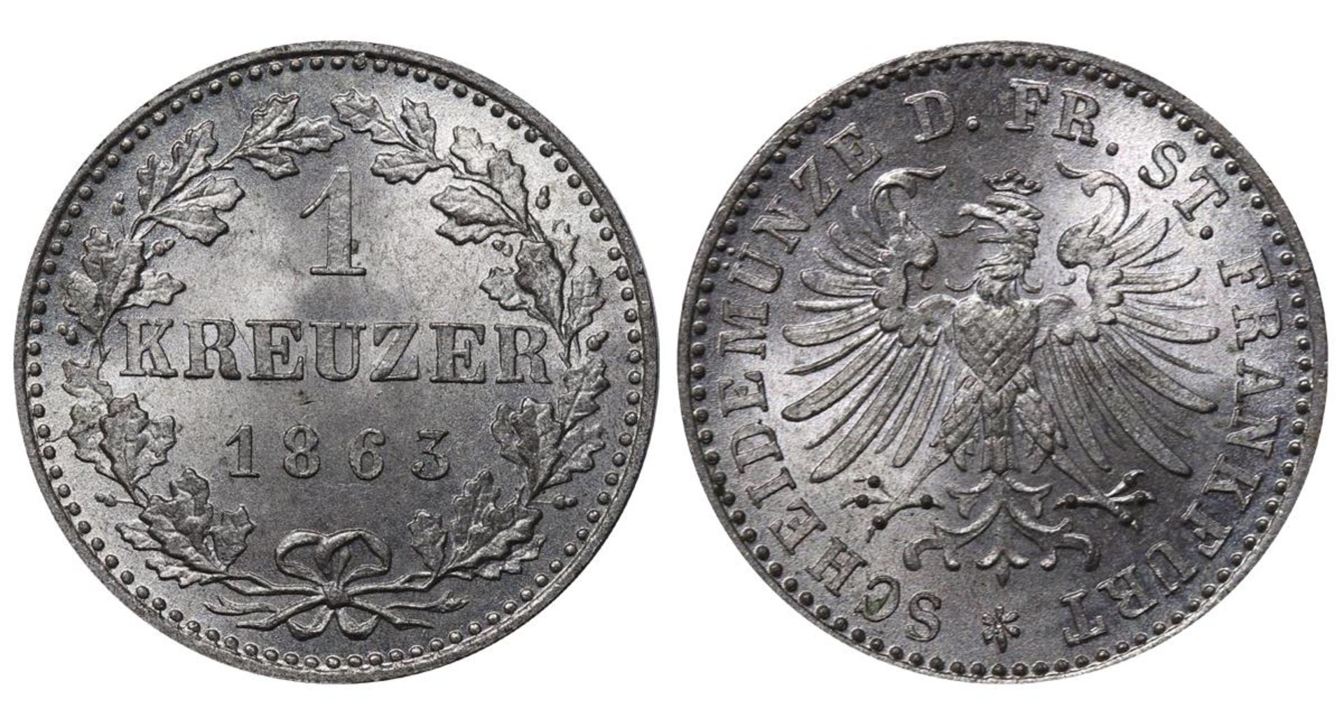 Free imperial city of Frankfurt, 1 Kreuzer, 1863 year