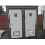 81'' X 50'' X 90'' 110V/220V PORTABLE RESTROOM W/ (2) SEPARATE STALLS, SINKS & LIGHTS, LOCKING