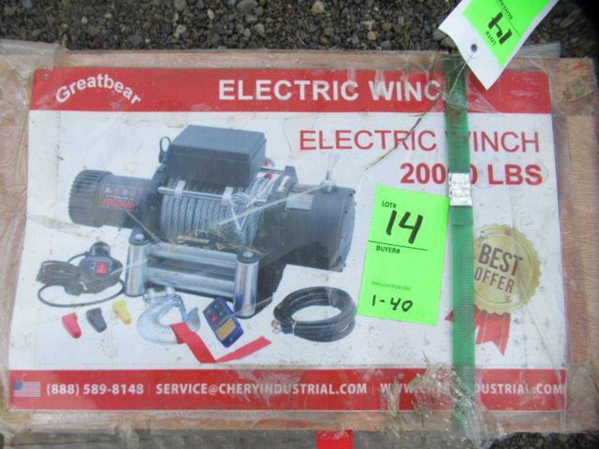 GREATBEAR 2000LB ELECTRIC WINCH W/ REMOTE & CABLE (UNUSED) - Image 2 of 2