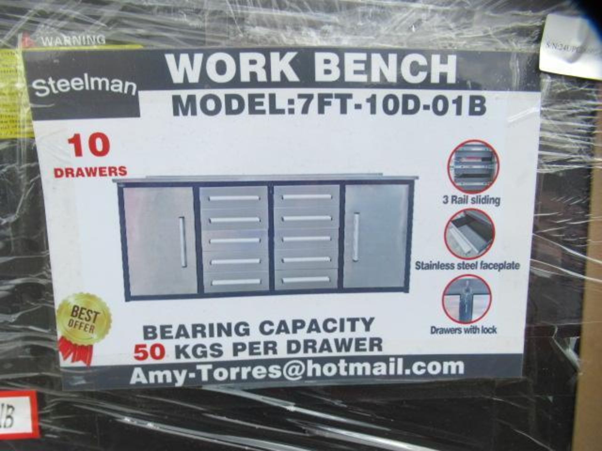 STEELMAN 7' X 22'' X 36'' INDUSTRIAL 10-DRAWER WORKBENCH W/ STAINLESS STEEL FACE & LOCKABLE DRAWERS - Image 4 of 4