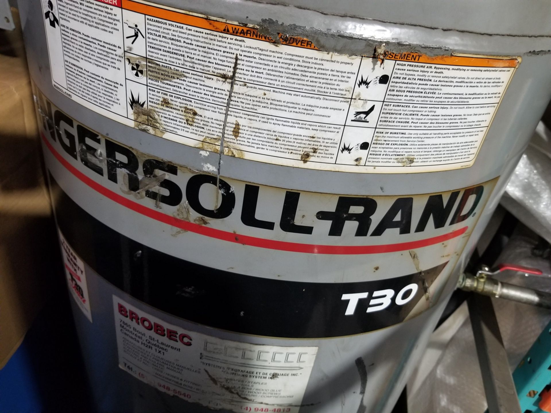 INGERSOLL RAND T30 AIR TANK +/- 60 GALLON - Image 2 of 3