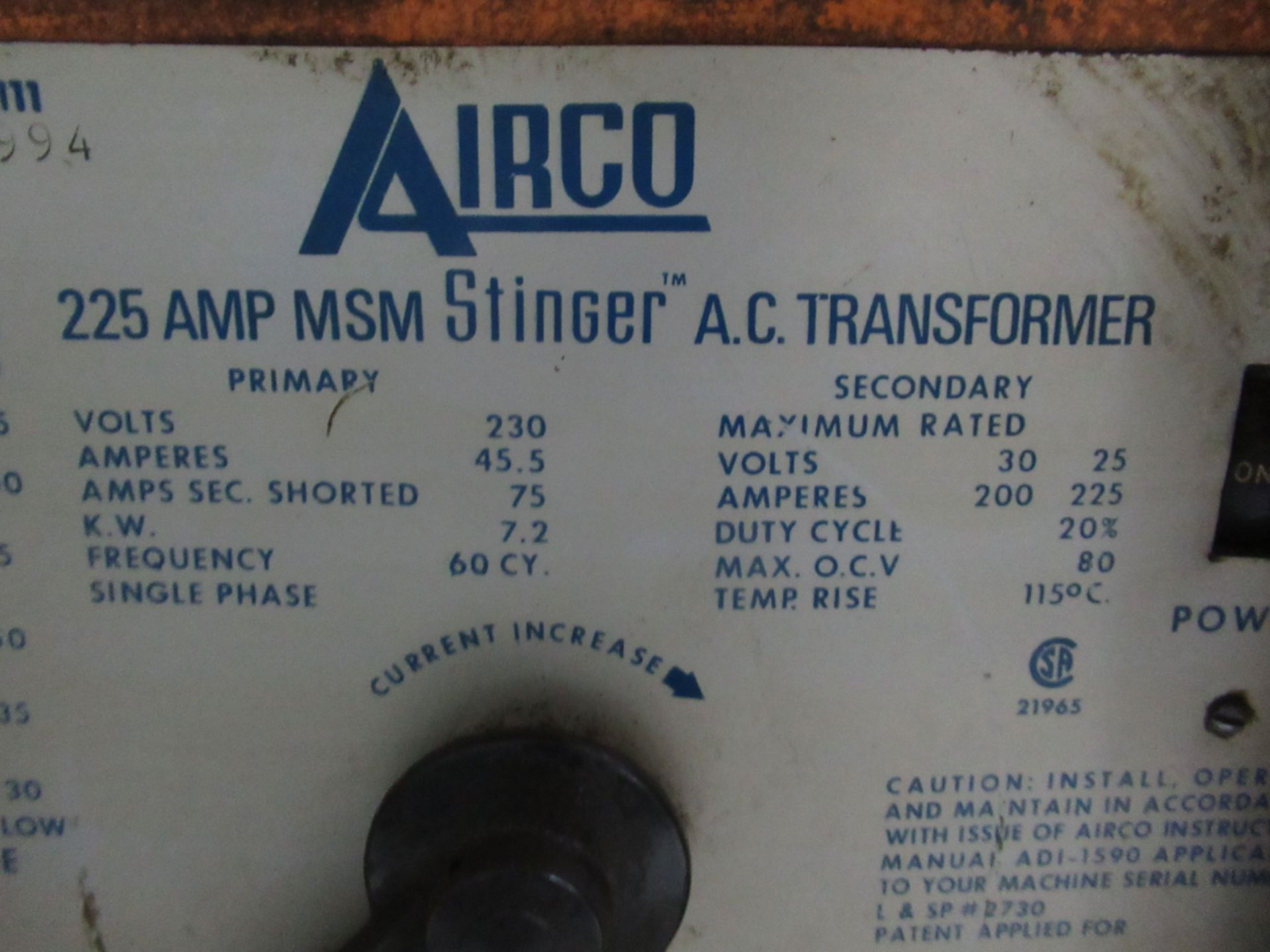 AIRCO 225A WELDER - Image 6 of 6