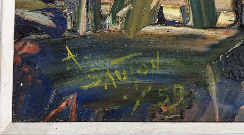 A SAUTON - Landscape with trees, palette knife oil - Image 5 of 10