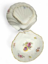 A pair of Royal Copenhagen shell shaped dishes, wi