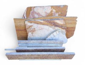 A collection of marble slices and cuttings, variou