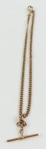 A 9ct gold double Albert watch chain, with T-bar a