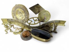 A collection of Victorian and later brass items, t