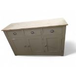 A light taupe lacquer sideboard, with unfinished p