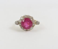 An early 20th century pink tourmaline and diamond