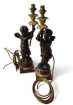 A pair of lamps, probably French, in the form of b