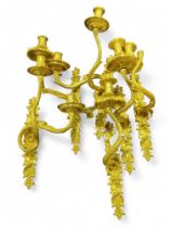 A pair of Louis style twin branch gilt metal wall