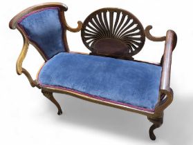 A late 19th or early 20th century salon settee, wi