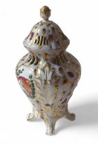 A Chelsea footed vase and cover; decorated in colo