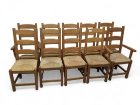 A set of ten dining chairs (8 and 2 carvers), with