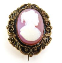 A 19th century mourning brooch, set with a sardony