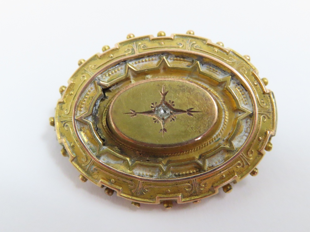 A Victorian brooch set with a single rose cut diam - Image 4 of 7