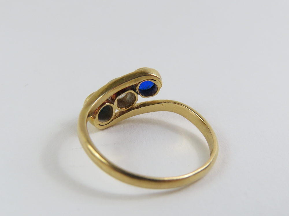 An early 20th century three stone twist ring, mark - Image 3 of 10