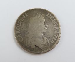 CHARLES II Crown 1671 V TERTIO f with tape residue