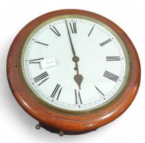 A circular mahogany cased wall timepiece with fuse