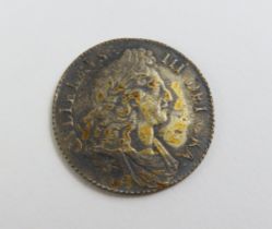 WILLIAM III Shilling third bust 1697 vf/ef with ta