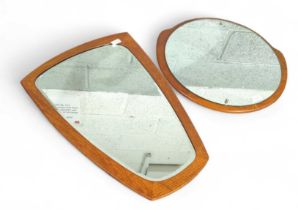 Two mid century teak framed wall mirrors (2)