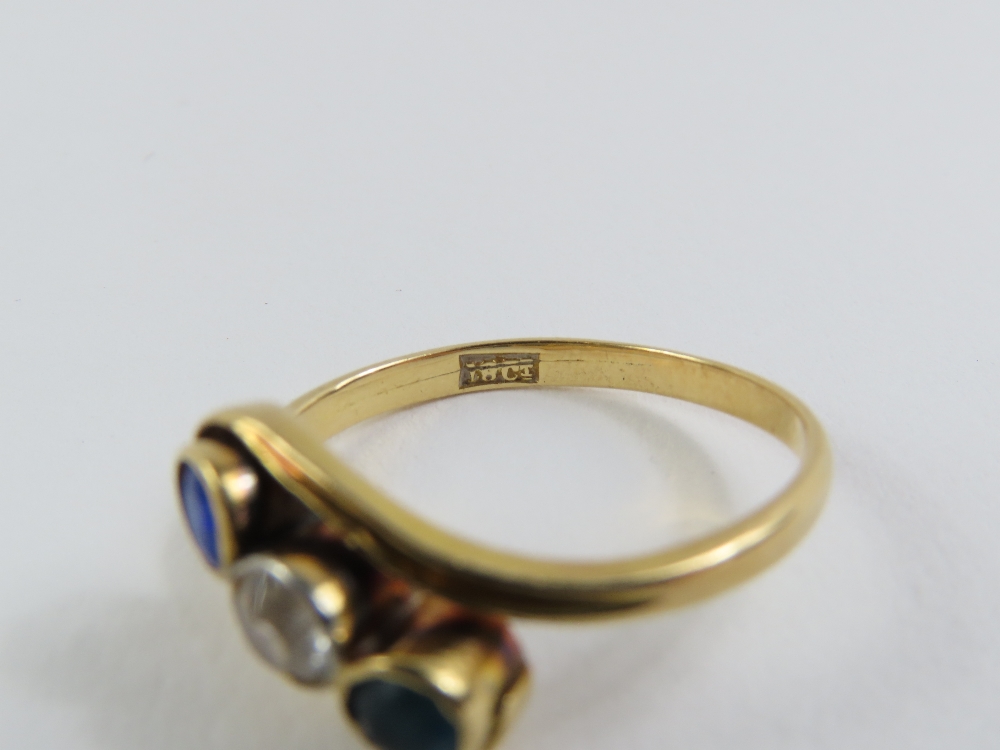 An early 20th century three stone twist ring, mark - Image 4 of 10