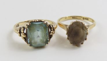 A 9ct gold smoky quartz dress ring, finger size L